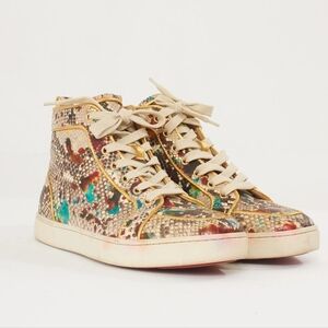 Christian LOUBOUTIN Orlato PYTHON sneakers high top shoes size 45